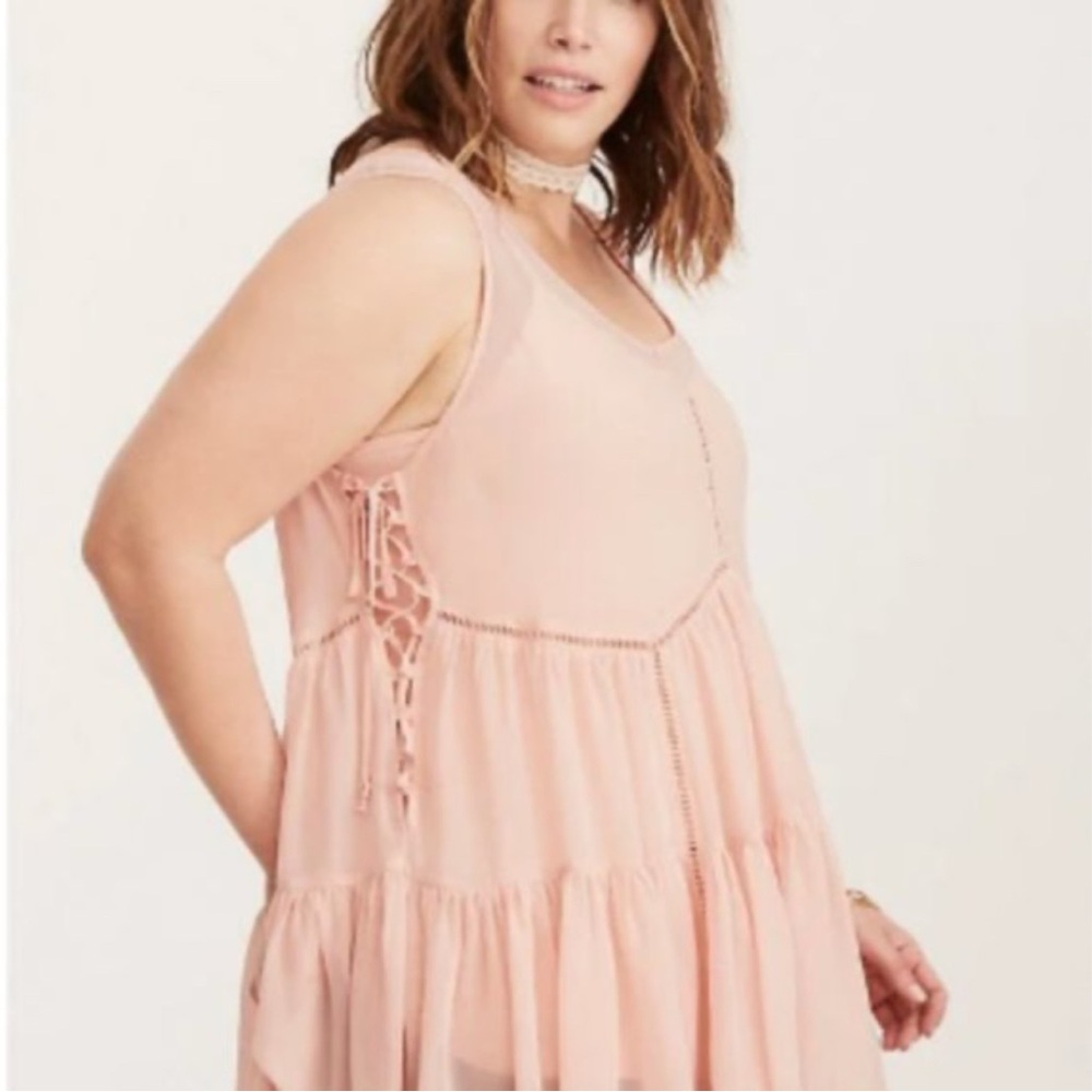 torrid Blush Pink Lace-Up Tiered Tank